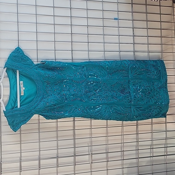 Sue Wong Nocturne Women's Dress Sequins and Beans Size 2 Teal Green 💚 - Picture 2 of 9